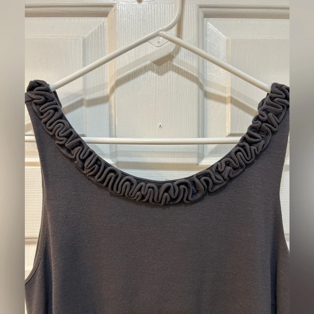 J. Crew‎ Jersey Knit Sleeveless Mini Dress Ruffle Neckline Preppy Casual Short M